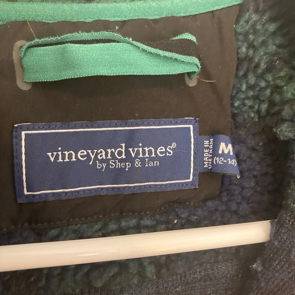 Vineyard Vines Kids Plaid Fleece Jacket - Green and Blue - Picture 6 of 7